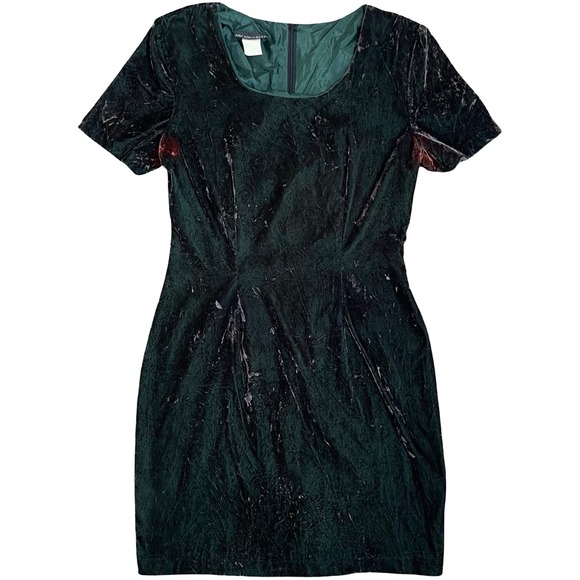 My Michelle Vintage Velvet Sheath Dress 11/12 Emerald Green 90s Whimsigoth Vampy - Picture 1 of 11